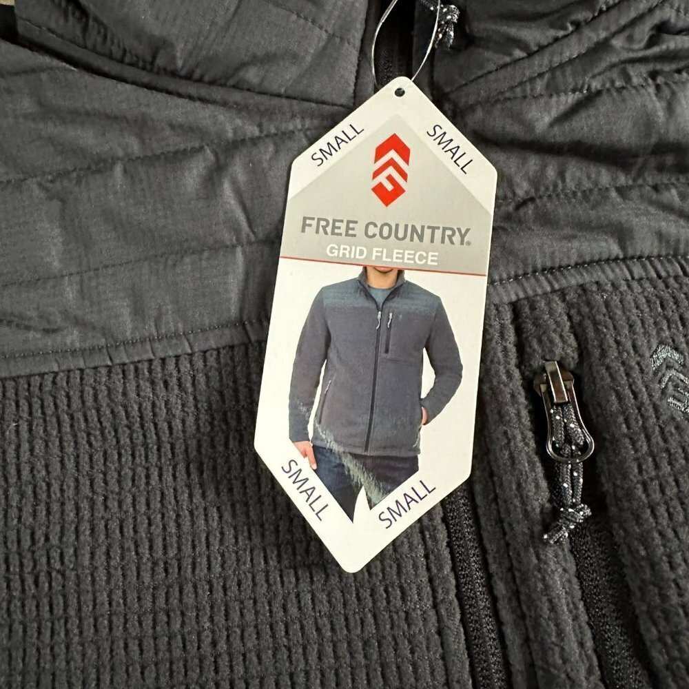 Free Country Dark Grey warm grid fleece zip up jacket men's small - Picture 6 of 8